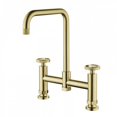 Henry Holt Bridge Mixer Kitchen Tap - Brushed Gold Brass